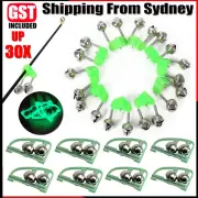 UP 30PCS Plastic Clip Double Rod Bite Alarm Fishing Bells Ring Green Fishing Rod