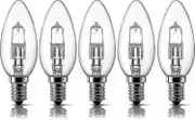 5-Pack E14 28w Halogen Candle Light Bulbs, Small Edison Screw Bulb (SES) 2700k Warm White Dimmable Light Bulbs