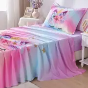 Twin Size Sheet Set 3 Piece Rainbow Unicorn Kids Bed Sheets Set for Girls Kid...