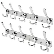 Wall Mount Coat Hook, 2 Pack 15 Hooks Stainless Steel Coat Hangers Rack Robe ...