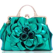Nevenka Womens Rose Flower Evening Clutches Formal Party Totes Shoulder Bag-Green