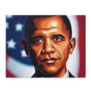 Barack Obama with American flag behind him Puzzle (120, 252, 500-Piece)