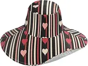 [Yoogain] Stripe Simple Line Heart Black Red Foldable Women Hats for Vacation Decorative Travel Hats for Womens Travel uv Protection Gorro de sol para Mujer, Stripe Simple Line Heart Black Red, One Size
