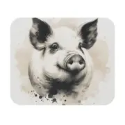 Mouse Pad (Rectangle) Black and White Pig in Watercolor Style Design 5, Gift