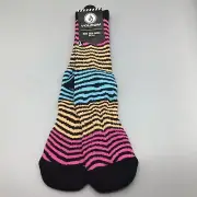 Volcom Men's Rainbow Striped Vibe Socks Crew Socks Large 9-12