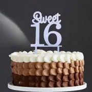 Acrylic Silver Mirror 'Sweet 16' Cake Topper