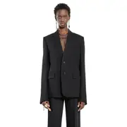 [ANN DEMEULEMEESTER] Sady Collarless Blazer Black
