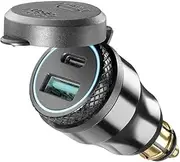 Interphone Cellularline ACCDIN2USBTYPEC Motorcycle Adaptor DIN 12 V to USB and Type C Aluminium
