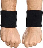 Tough Headwear Sports Wristbands - Wrist Sweatbands for Men & Women - Stretchy & Sweat Absorbing Cotton Terry - Perfect for Basketball, Football, Tennis, Soccer, Running & Working Out - 1 Pair
