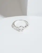 Silver Cubic Zirconia Oval Stone Statement Ring