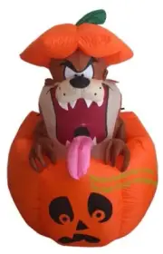 5' Halloween Self-Inflatable LightedLooney Tunes Space Jam Taz In Jack-O-Lantern