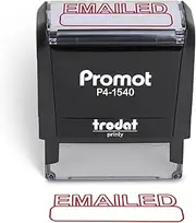 Promot Emailed Self Inking Rubber Stamp - Refillable Stampers for Office - Business, Accounting, Bookkeeping, Coding, Legal, Notary, Work, Ordering, Inventory Stamps - Red Ink