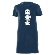 Pokemon Generation 1 Monochrome Starters Women's T-Shirt Dress - Navy Acid Wash