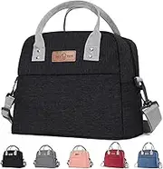 Insulated Lunch Bag for Women Men, 9L Lunch Bags Cooler Bag, Adjustable Shoulder Strap, Reusable Leakproof Thermal Lunch Box for Travel Work School (Black)