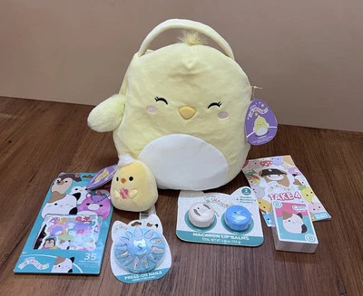 Squishmallows 11.5” Ivanna Chick Easter Basket Stickers Clip Game Lipgloss Nails