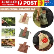 Khaki Canvas Foraging Bag Fruit Pick Waist Tool Belt Pouch Drawstring Fold Bag