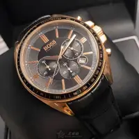 在飛比找ETMall東森購物網優惠-BOSS手錶, 男錶 44mm 玫瑰金圓形精鋼錶殼 黑色三眼