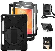 iPad 9th 8th Generation Case Cover iPad 7th Generation Case with Pencil Holder Screen Protector | Herize iPad 10.2 Inch Case for Kids | Full Body Heavy Duty Shockproof Durable Protective Cover | Black