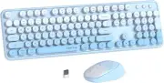 UBOTIE Colorful Computer Wireless Keyboards Mouse Combos, Blue Gradient