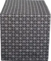 1 Fabric Printed Table Runner (14" x 72") BLACK & GREY TRIANGLES DESIGN,DII