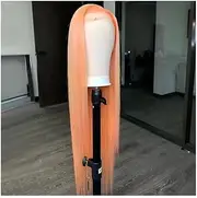 Light Orange Synthetic Lace Front Wig Long Straight Hair Natural Hairline Glueless Wigs For Women Daily Wear Cosplay Orange Wigs(26inch)