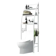 ACA 3 Tiers Bathroom Storage Rack Over Toilet Steel Towel Rack Shelf Organiser Hook White