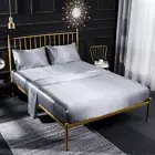 Faux Silk Satin Bedding Elastic Fitted Sheet Pillowcases Bed Cover Bedsheet Home