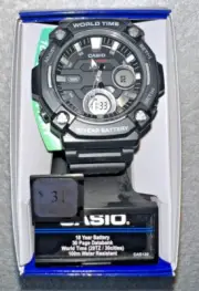 CASIO CAS122 WORLD TIME WATCH WATER RESISTANT 10 YEAR BATTERY **NEW**