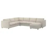 VIMLE crnr sofa-bed, 5-seat w chaise lng, Gunnared beige