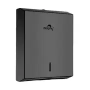 Dolphy Slimline Black Paper Towel Dispenser - Lockable Stainless Steel Wall Mount for M-Fold and Z-Fold Towels, Commercial Grade for Bathrooms and Kitchens