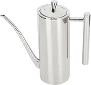 MOUMOUTEN 304 Stainless Steel Straight Handle Oil Pot Seasoning Bottle Dust Proof moth Proof Leak-Proof Long Spout Oil Control Kettle Kitchen Utensils(with Dustproof Lid) (Straight handle type-0.7L)