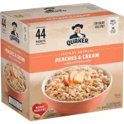 Quaker Instant Breakfast 100% Whole Grains Oatmeal, Peaches & Cream, 44 Packets