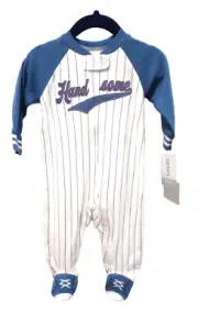 NWT Carter's Blue White Striped Baseball Theme Handsome Footed Sleeper 6 Months