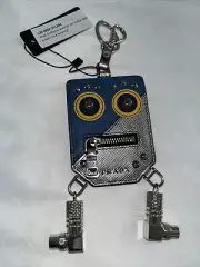 Prada Robot Blue Gray Leather Cash Pouch Keychain Trick Monster
