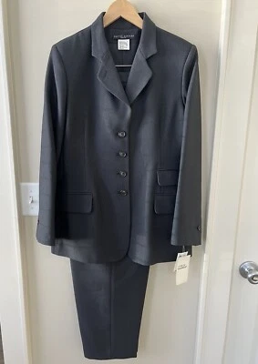 Morton Bernard Women Gray Polyester Blazer & Pant 2 Pcs Suit 12 Made In Ukraine
