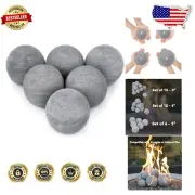 Set of 6 Premium 5-Inch Ceramic Fire Balls for Stylish Fire Pits & Fireplaces