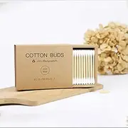 bamboo cotton swabs, safety cotton swabs, eco-friendly cotton swabs, double-headed cotton swab applicator organic cotton swabs, 100% biodegradable gentle cleaning cotton swabs (White)