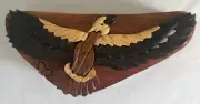 Beautifully Handcrafted Carved EAGLE Wooden Puzzle Jewelry Trinket Box Unique