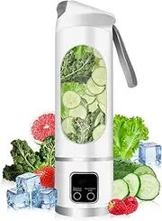 Portable Personal Electric USB Juicer，500ML Mini Blender Portable Blender For Shakes and Smoothies juice，12 Blades Great for Mixing，Compact、Convenient and Versatile (White)