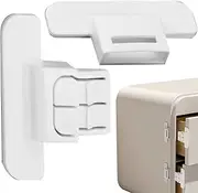Refrigerator Locks - Strong Adhesive Child Safety Lock | Durabble Buckle Latch | Plasticc Cabinet Locking System | Self-Stick Fixer for Fridge Doors, Freezers, and Drawers