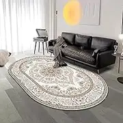 Oval Carpet，Vintage Non-Slip Easy to Clean Bedroom Living Room Coffee Table Sofa Balcony Dining Floor Decor Large Rug 140x160cm Home Decoration(3ft×6.6ft/90×200cm)