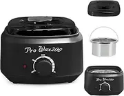 Waxing Kit, Wax Warmer for Hair Removal, Wax Kit for Women And Men Full Body, Professional Electric Wax Heater for Hard, Soft, Paraffin, Warm, Crème and Strip Wax, with Adjustable Temperature，Black wax warmer