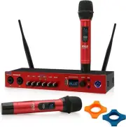 Pyle UHF Wireless Microphone System - Portable Digital Audio w/Bluetooth, 2 Mic