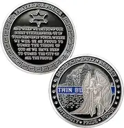 Police Officers Challenge Coin St. Michael Thin Blue Line Prayer Coin