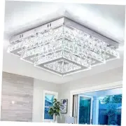 Square Crystal LED Ceiling Light Fixtures, 15' Modern Chandelier 3-Tiers