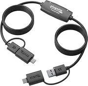 Plugable USB Data Transfer Cable PC to PC, Compatible with Windows USB C and USB 3.0, Transfer Files to New Computer with Included Bravura Easy Computer Sync Software, 6.6ft (USBC-TRAN)