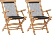 Folding Garden Chairs, 2-Piece Teak Outdoor Patio Chair Set, Weather Resistant Wooden Chairs for Lawn, Deck, and Balcony, Foldable for Easy Storage