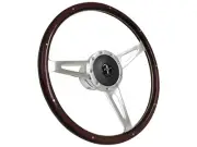 1965-67 Ford Mustang S9 Classic Espresso Wood Steering Wheel Kit, Running Pony (for: Ford)
