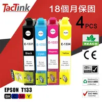 在飛比找PChome24h購物優惠-【TacTink】Epson T133 (黑/藍/紅/黃)4