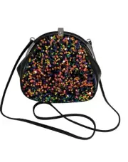 Patricia Nash Portafina Leather Sequined Frame Crossbody Bag-Black & Blue-NWT